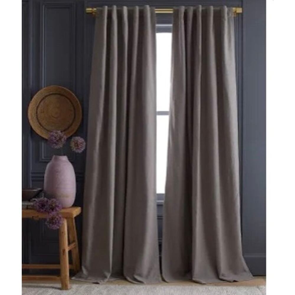 New! Quince European Linen Room Darkening Curtain 48X108" Gray MSRP $100